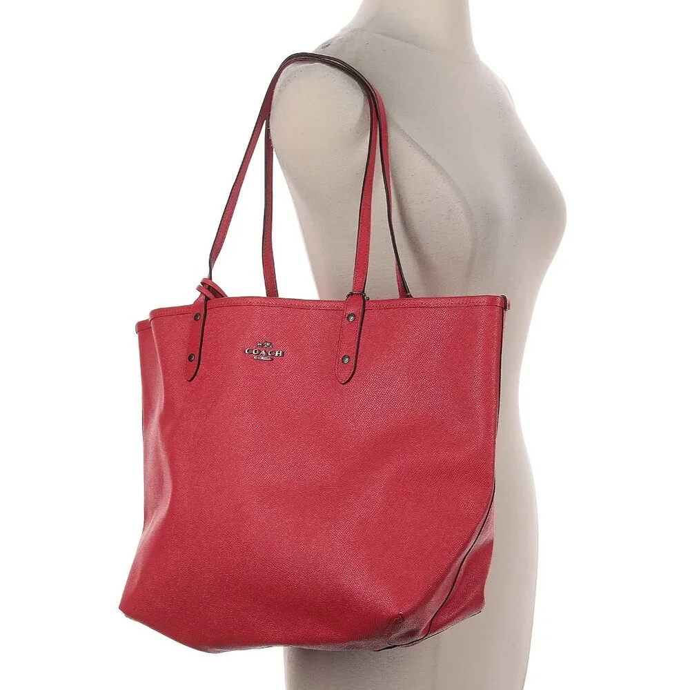 Coach Reversable City Tote in Signature Red Canvas w/ Camo Rose Floral Print - Picture 3 of 6